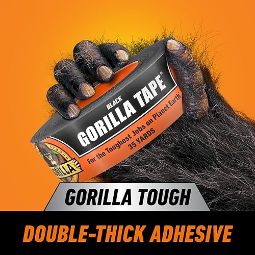 GORILLA BLACK DUCT TAPE 1.88 X 35 YD BULK PACK OF 18 HEAVY DUTY WEATHER RESISTANT TAPE