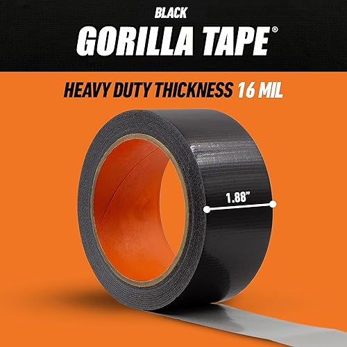GORILLA BLACK DUCT TAPE 1.88 X 35 YD BULK PACK OF 18 HEAVY DUTY WEATHER RESISTANT TAPE