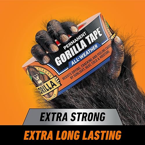 GORILLA BLACK ALL WEATHER DUCT TAPE 1.88X25YD, UV TEMPERATURE RESISTANT, PACK OF 2