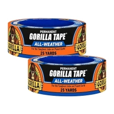 GORILLA BLACK ALL WEATHER DUCT TAPE 1.88X25YD, UV TEMPERATURE RESISTANT, PACK OF 2