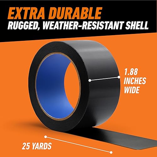 GORILLA BLACK ALL WEATHER DUCT TAPE 1.88X25YD, UV TEMPERATURE RESISTANT, PACK OF 2