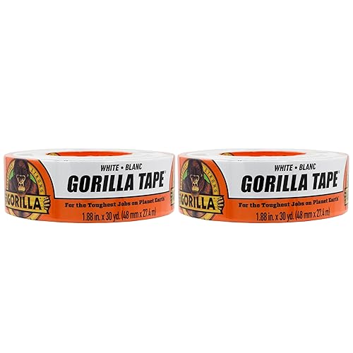 GORILLA WHITE DUCT TAPE 1.88 INCH X 30 YARDS, DURABLE STRONG ADHESIVE, PACK OF 2