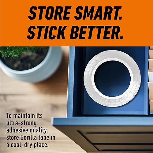 GORILLA WHITE DUCT TAPE 1.88 INCH X 30 YARDS, DURABLE STRONG ADHESIVE, PACK OF 2