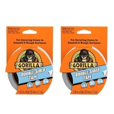 GORILLA DOUBLE-SIDED TAPE GRAY 1.41 X 8 YD STRONG ADHESIVE, PACK OF 2 ROLLS