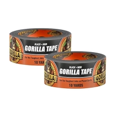 GORILLA DUCT TAPE 1.88IN X 10YD BLACK, TRIPLE LAYER STRENGTH, WEATHER RESISTANT, 2 PACK