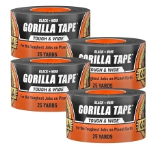 GORILLA TAPE BLACK 2.88X25YD PACK OF 4 HEAVY DUTY, WEATHER RESISTANT INDOOR OUTDOOR TAPE