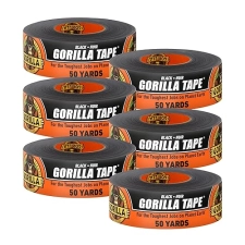GORILLA BLACK DUCT TAPE 1.88 X 50 YD, PACK OF 6 HEAVY DUTY, WEATHER RESISTANT FOR INDOOR OUTDOOR
