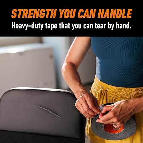 GORILLA BLACK DUCT TAPE 1.88 X 50 YD, PACK OF 6 HEAVY DUTY, WEATHER RESISTANT FOR INDOOR OUTDOOR
