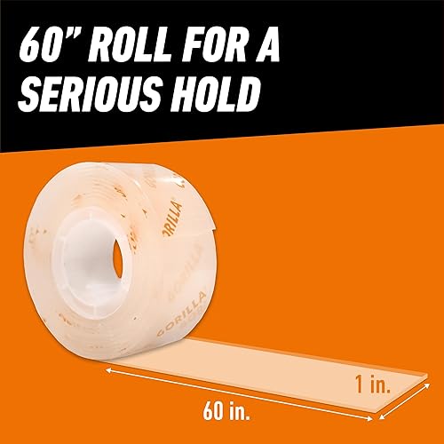 GORILLA TOUGH CLEAR DOUBLE SIDED WEATHERPROOF MOUNTING TAPE 1 X 60, PACK OF 12