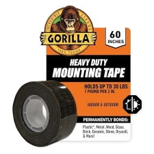 GORILLA HEAVY DUTY DOUBLE SIDED MOUNTING TAPE 1 X 60 WEATHERPROOF BLACK PACK OF 12