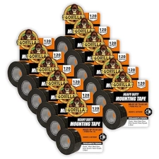 GORILLA HEAVY DUTY DOUBLE SIDED MOUNTING TAPE 1 X 120, BLACK, WEATHERPROOF, PACK OF 12
