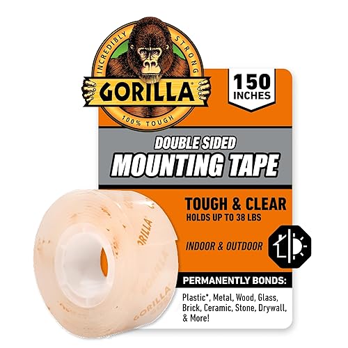 GORILLA CLEAR DOUBLE SIDED MOUNTING TAPE 1 X 150 PACK OF 4 WEATHERPROOF INDOOR OUTDOOR