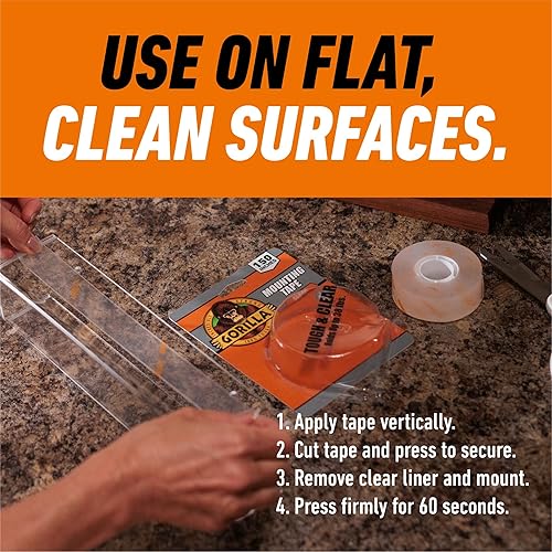 GORILLA CLEAR DOUBLE SIDED MOUNTING TAPE 1 X 150 PACK OF 4 WEATHERPROOF INDOOR OUTDOOR