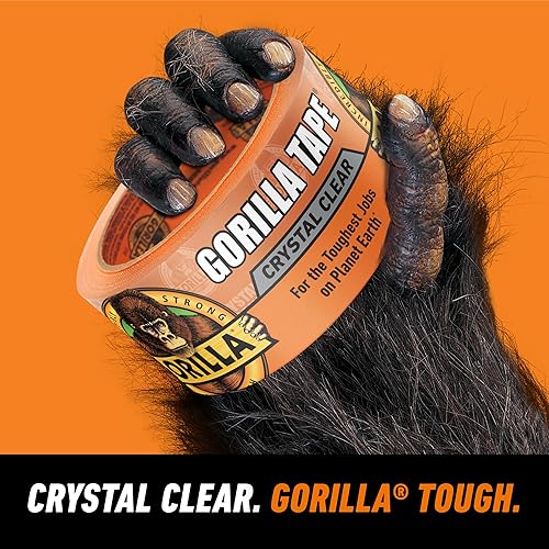 GORILLA CRYSTAL CLEAR TAPE 1.88X18YD PACK OF 12 WEATHER RESISTANT INDOOR OUTDOOR USE