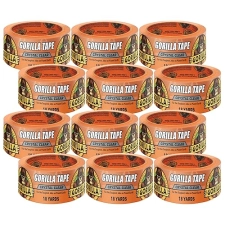 GORILLA CRYSTAL CLEAR TAPE 1.88X18YD PACK OF 12 WEATHER RESISTANT INDOOR OUTDOOR USE