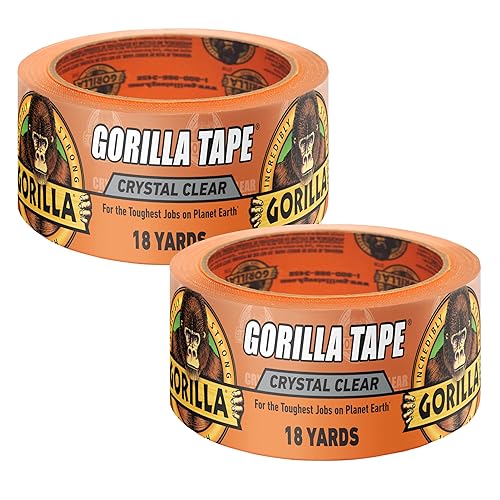 GORILLA CRYSTAL CLEAR TAPE 1.88X18YD PACK OF 2 WEATHER RESISTANT INDOOR OUTDOOR USE