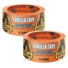 GORILLA CRYSTAL CLEAR TAPE 1.88X18YD PACK OF 2 WEATHER RESISTANT INDOOR OUTDOOR USE
