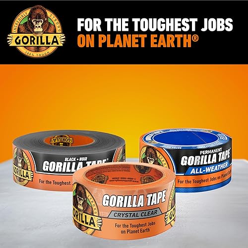GORILLA CRYSTAL CLEAR TAPE 1.88X18YD PACK OF 2 WEATHER RESISTANT INDOOR OUTDOOR USE