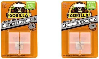 GORILLA CLEAR DOUBLE SIDED TAPE SQUARES, 24 PRE-CUT 1 MOUNTING SQUARES, PACK OF 2
