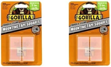GORILLA CLEAR DOUBLE SIDED TAPE SQUARES, 24 PRE-CUT 1 MOUNTING SQUARES, PACK OF 2