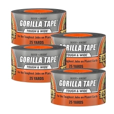 GORILLA TAPE HEAVY DUTY SILVER 2.88 X 25 YD, WEATHER RESISTANT, INDOOR OUTDOOR, PACK OF 4