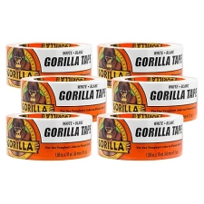 GORILLA WHITE DUCT TAPE 1.88 X 10 YD - HEAVY DUTY, STRONG ADHESION, PACK OF 6 ROLLS