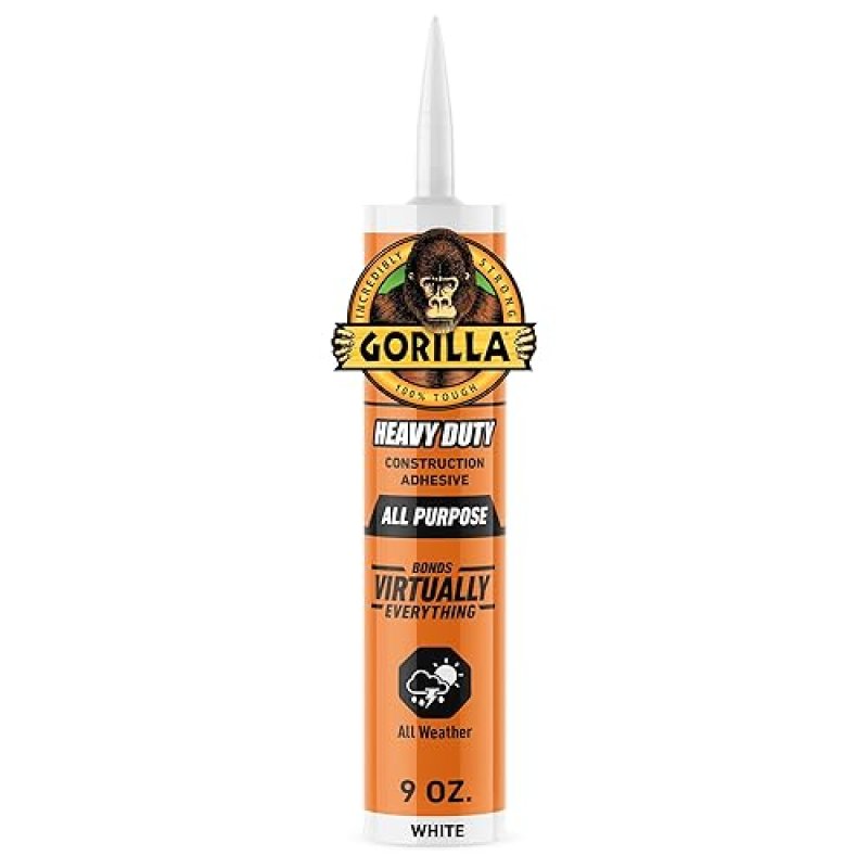 GORILLA HEAVY DUTY CONSTRUCTION ADHESIVE WHITE GLUE 9OZ CARTRIDGE WATERPROOF GAP FILLING