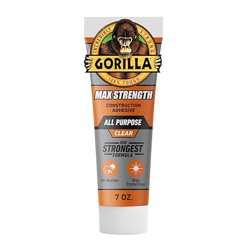 GORILLA MAX STRENGTH CLEAR CONSTRUCTION ADHESIVE GLUE 7OZ TUBE WATERPROOF GAP FILLING