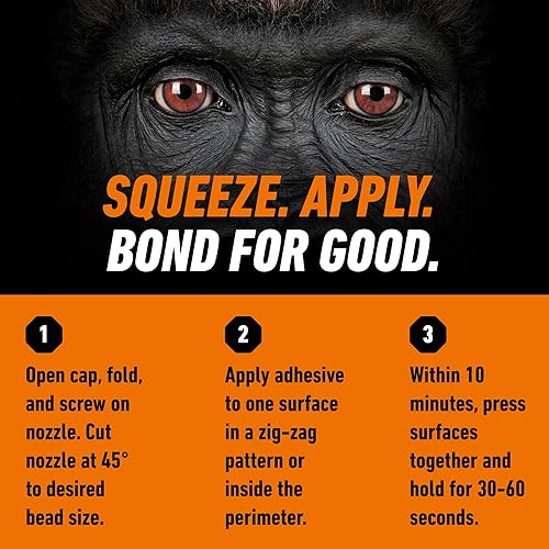 GORILLA MAX STRENGTH CLEAR CONSTRUCTION ADHESIVE GLUE 7OZ TUBE WATERPROOF GAP FILLING
