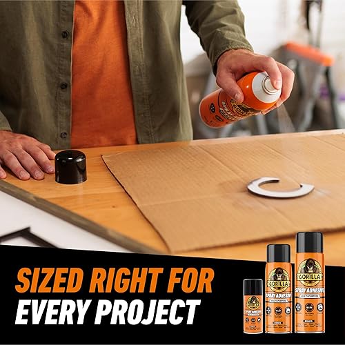 GORILLA HEAVY DUTY CLEAR SPRAY ADHESIVE GLUE 14OZ ALL PURPOSE INDOOR OUTDOOR USE
