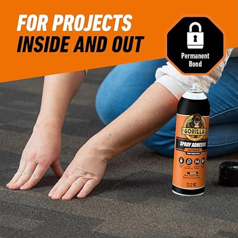 GORILLA CONTACT ADHESIVE ULTIMATE 12.2OZ WHITE SPRAY GLUE STRONG BOND PACK OF 1