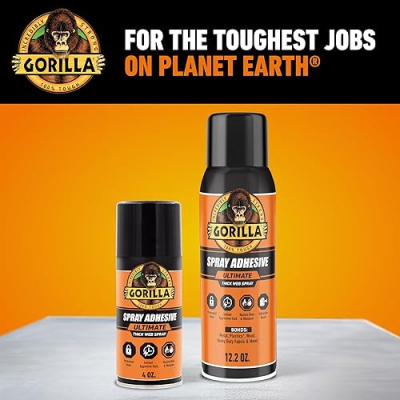 GORILLA CONTACT ADHESIVE ULTIMATE 12.2OZ WHITE SPRAY GLUE STRONG BOND PACK OF 1
