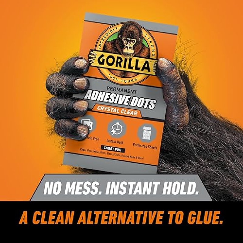 GORILLA CLEAR DOUBLE-SIDED PERMANENT ADHESIVE DOTS, 0.5 DIAMETER, 150 PIECES, PHOTO SAFE