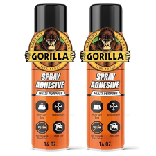 GORILLA HEAVY DUTY CLEAR SPRAY ADHESIVE 14OZ, PACK OF 2 ALL-PURPOSE INDOOR OUTDOOR GLUE