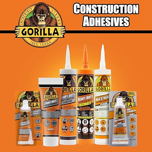 GORILLA HEAVY DUTY CONSTRUCTION ADHESIVE WHITE GLUE 7OZ TUBE PACK OF 2 WATERPROOF GAP FILLING