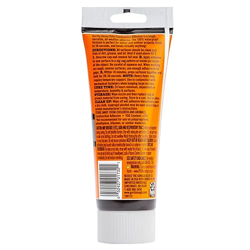 GORILLA HEAVY DUTY CONSTRUCTION ADHESIVE WHITE GLUE 7OZ TUBE PACK OF 2 WATERPROOF GAP FILLING