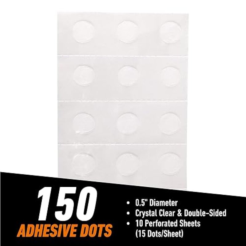 GORILLA CLEAR DOUBLE-SIDED PERMANENT ADHESIVE DOTS, 0.5 DIAMETER, 450 PIECES PACK