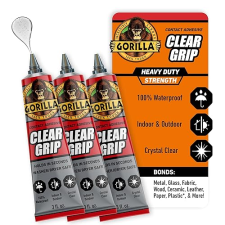 GORILLA CLEAR GRIP WATERPROOF CONTACT ADHESIVE 3OZ TUBE PACK OF 3 FAST, FLEXIBLE, PERMANENT