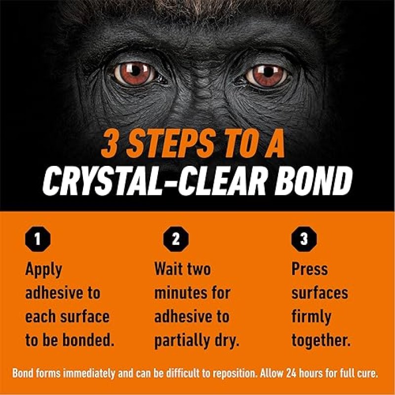 GORILLA CLEAR GRIP WATERPROOF CONTACT ADHESIVE 3OZ TUBE PACK OF 3 FAST, FLEXIBLE, PERMANENT