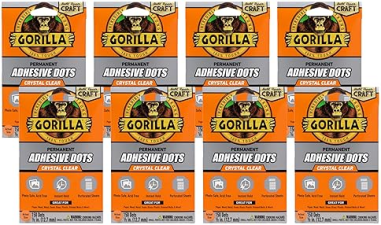 GORILLA CLEAR DOUBLE-SIDED PERMANENT ADHESIVE DOTS 0.5 - 150 PIECES X 8 PACKS, PHOTO SAFE