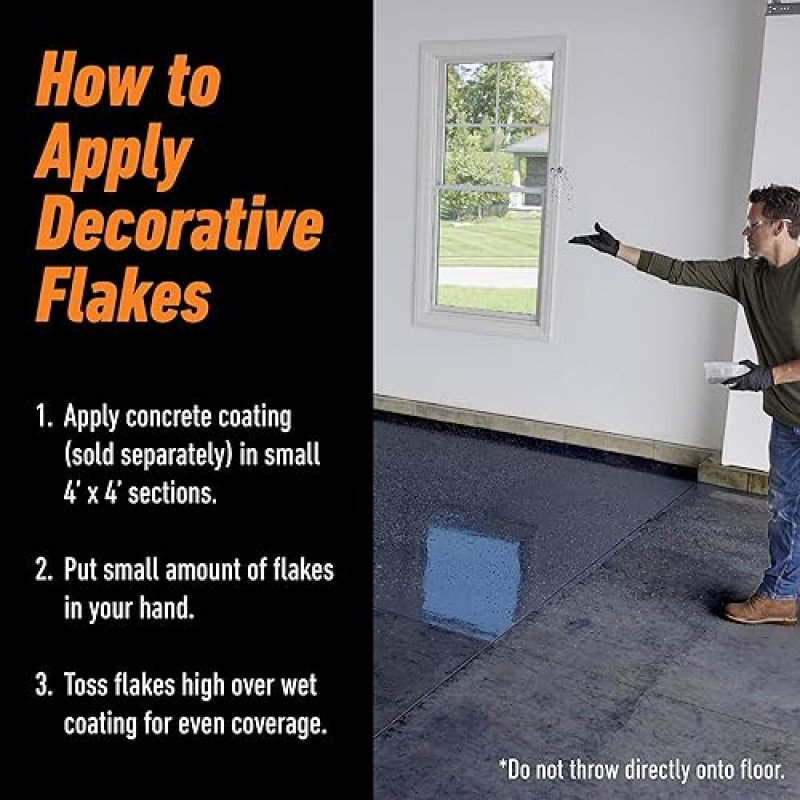 GORILLA GARAGE FLOOR COATING METALLIC BLACK FLAKES COVERS 550 SQ. FT. EPOXY CONCRETE USE