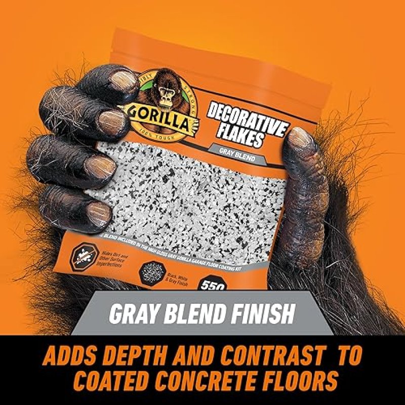 GORILLA GARAGE FLOOR COATING DECORATIVE FLAKES GRAY BLACK WHITE BLEND 550 SQ. FT. COVERAGE