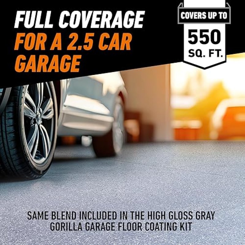GORILLA GARAGE FLOOR COATING DECORATIVE FLAKES GRAY BLACK WHITE BLEND 550 SQ. FT. COVERAGE