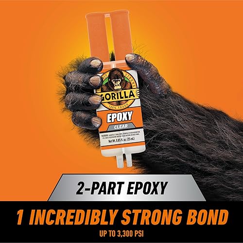 GORILLA CLEAR 2 PART EPOXY SYRINGE 0.85 OZ - 5 MINUTE SET, STRONG DURABLE BOND 1 PACK