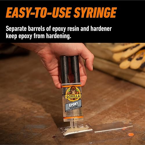 GORILLA CLEAR 2 PART EPOXY SYRINGE 0.85 OZ - 5 MINUTE SET, STRONG DURABLE BOND 1 PACK