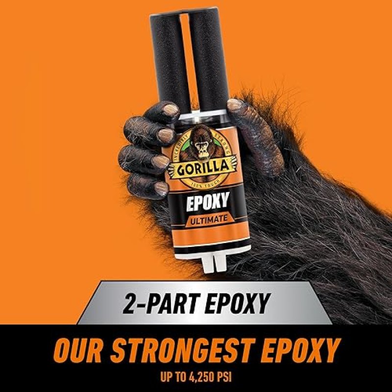 GORILLA EPOXY ULTIMATE WATERPROOF 10-MINUTE SET PERMANENT BOND BLACK DRY 0.85OZ SYRINGE