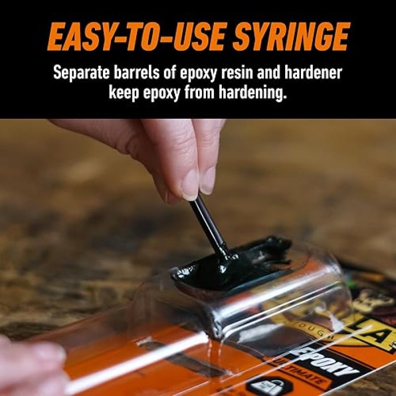GORILLA EPOXY ULTIMATE WATERPROOF 10-MINUTE SET PERMANENT BOND BLACK DRY 0.85OZ SYRINGE