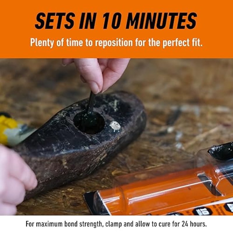GORILLA EPOXY ULTIMATE WATERPROOF 10-MINUTE SET PERMANENT BOND BLACK DRY 0.85OZ SYRINGE
