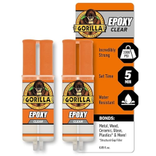 GORILLA CLEAR 2-PART EPOXY SYRINGE 0.85OZ PACK OF 2 - 5 MINUTE SET, STRONG BONDING GLUE