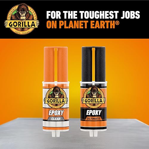 GORILLA CLEAR 2-PART EPOXY SYRINGE 0.85OZ PACK OF 2 - 5 MINUTE SET, STRONG BONDING GLUE